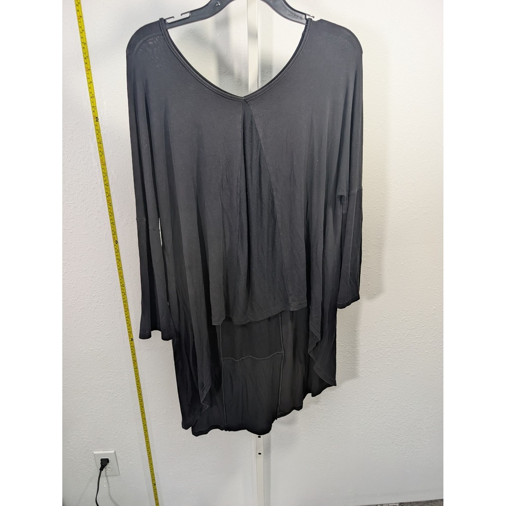 Cute Ann Black V-Neck High Low Tunic Long Sleeve Top Plus Size 6XL